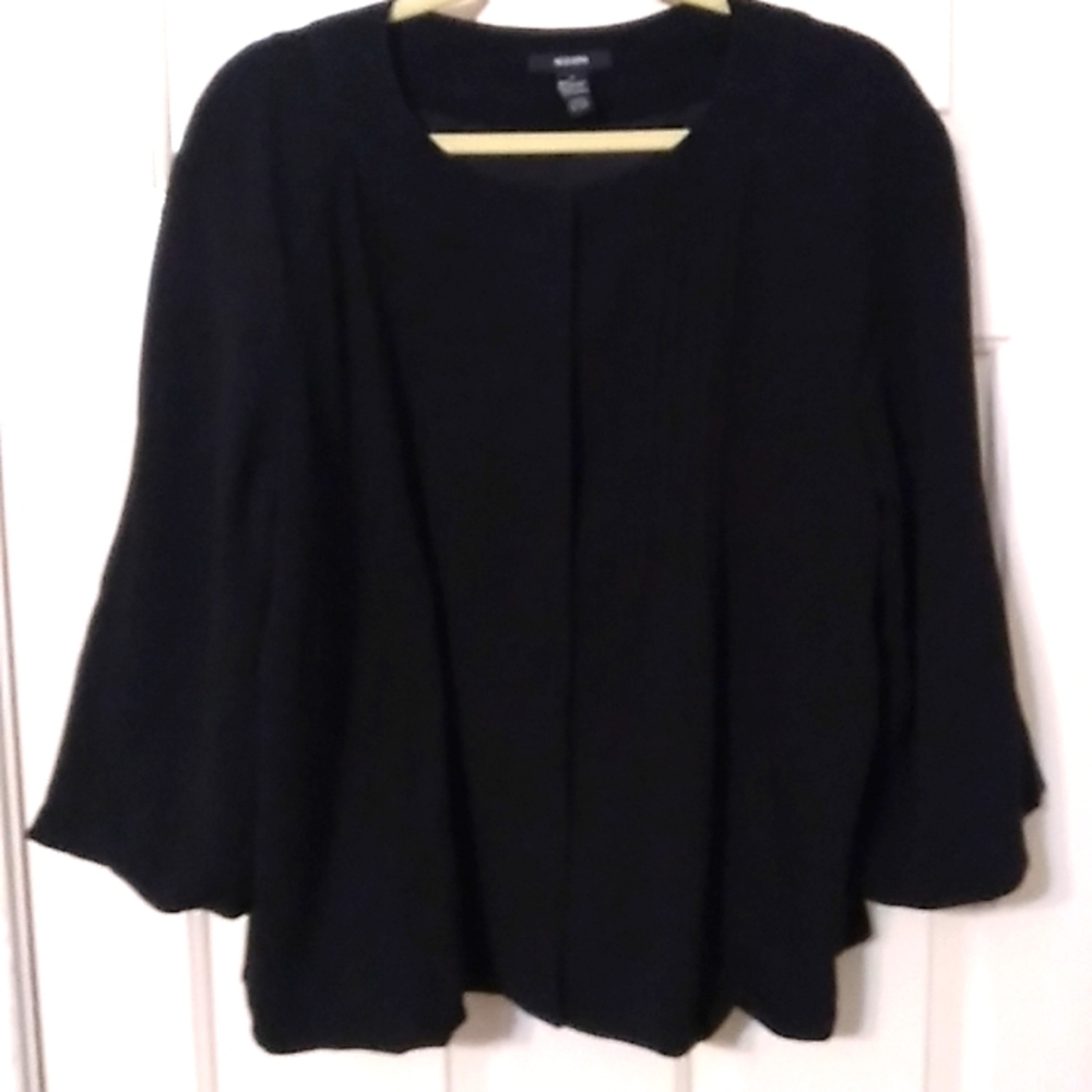 Alfani Womans SZ 16 Snap Front Black 3/4 Sleeve Lined Jacket/Blouse